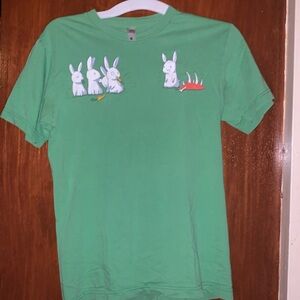 GREEN SHORT-SLEEVE GRAPHIC T-SHIRT WOOT!.COM MEN'S SIZE S CANNIBAL BUNNY